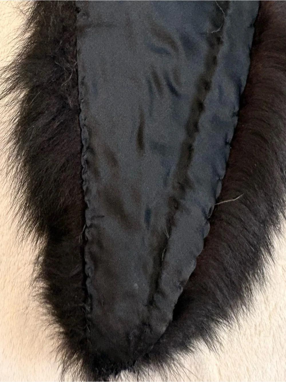 Black Luxurious Fox Fur Wrap Collar — 48 inches long